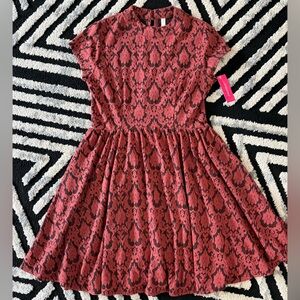 Xhilaration Burgundy and Black Patterned Dress
